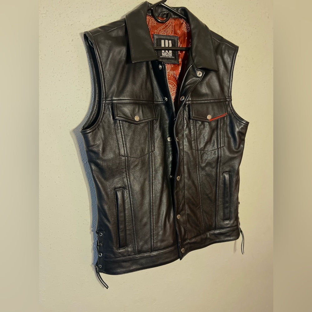 Men's Black Leather Vest